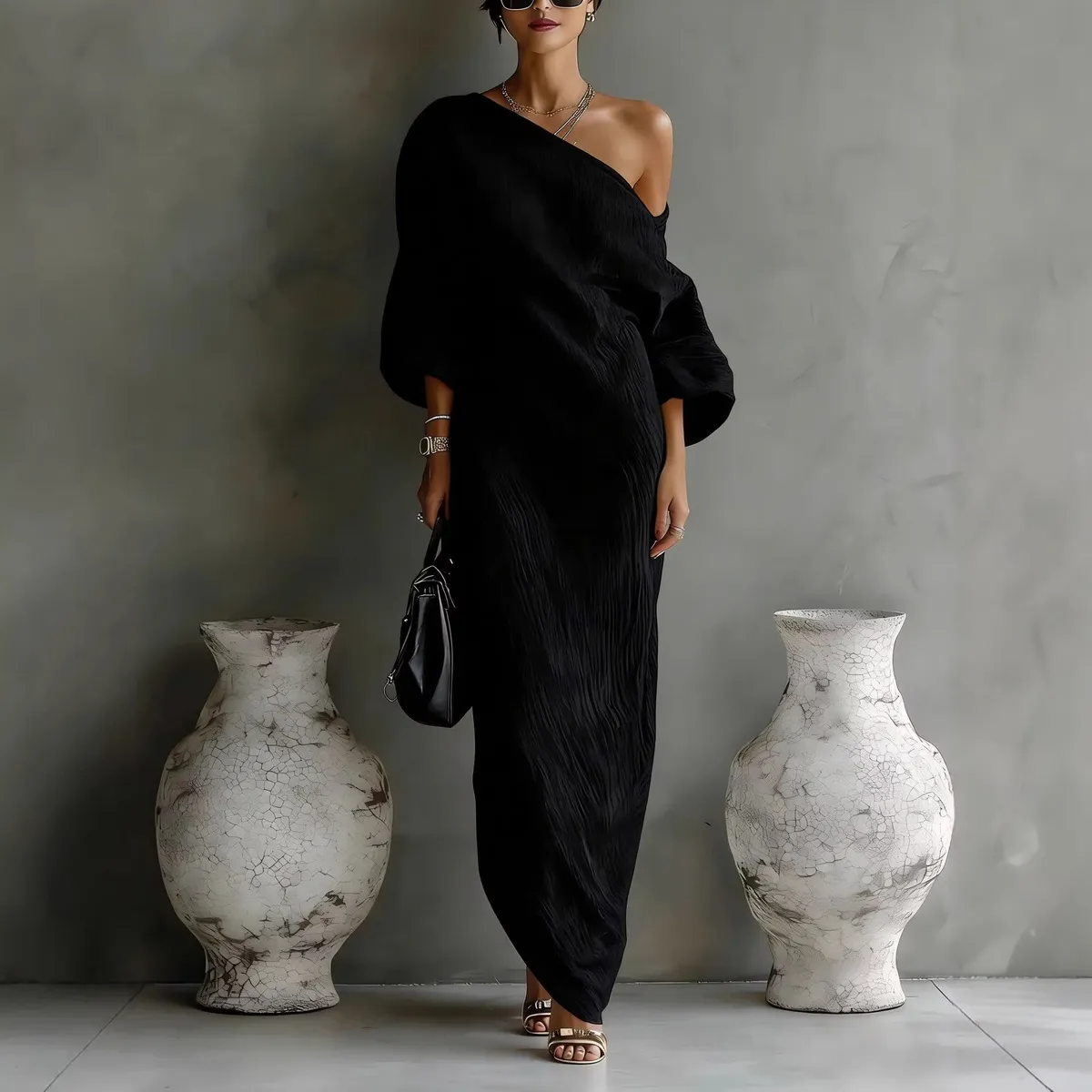 Santorini Muse One-Shoulder Maxi Dress