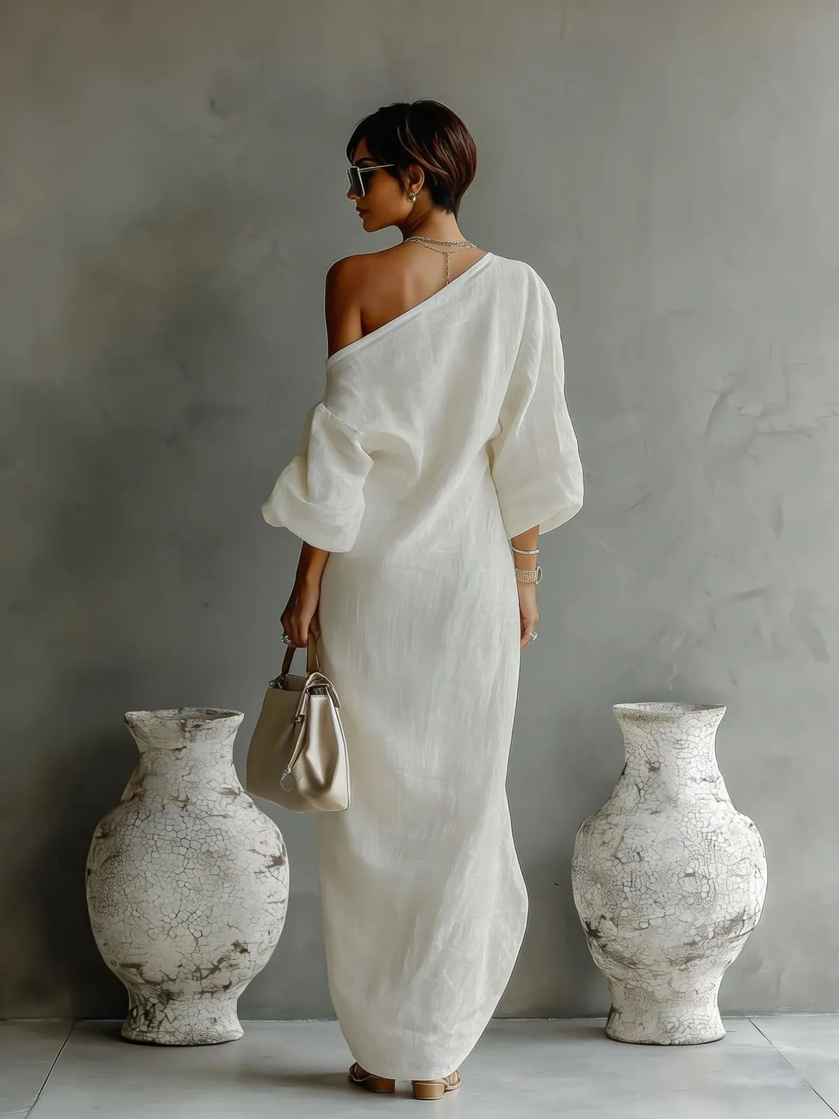 Santorini Muse One-Shoulder Maxi Dress